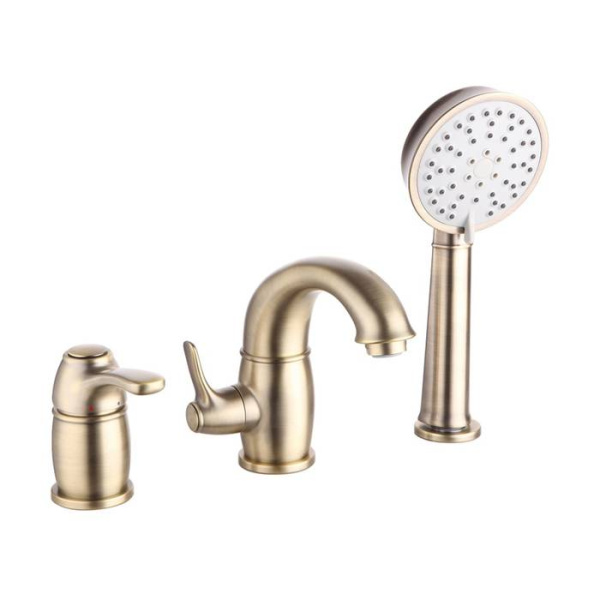 Смеситель на борт ванны на 3 отверстия с керамическим дивертором, IDDIS Oldie OLDBR30i07, бронза